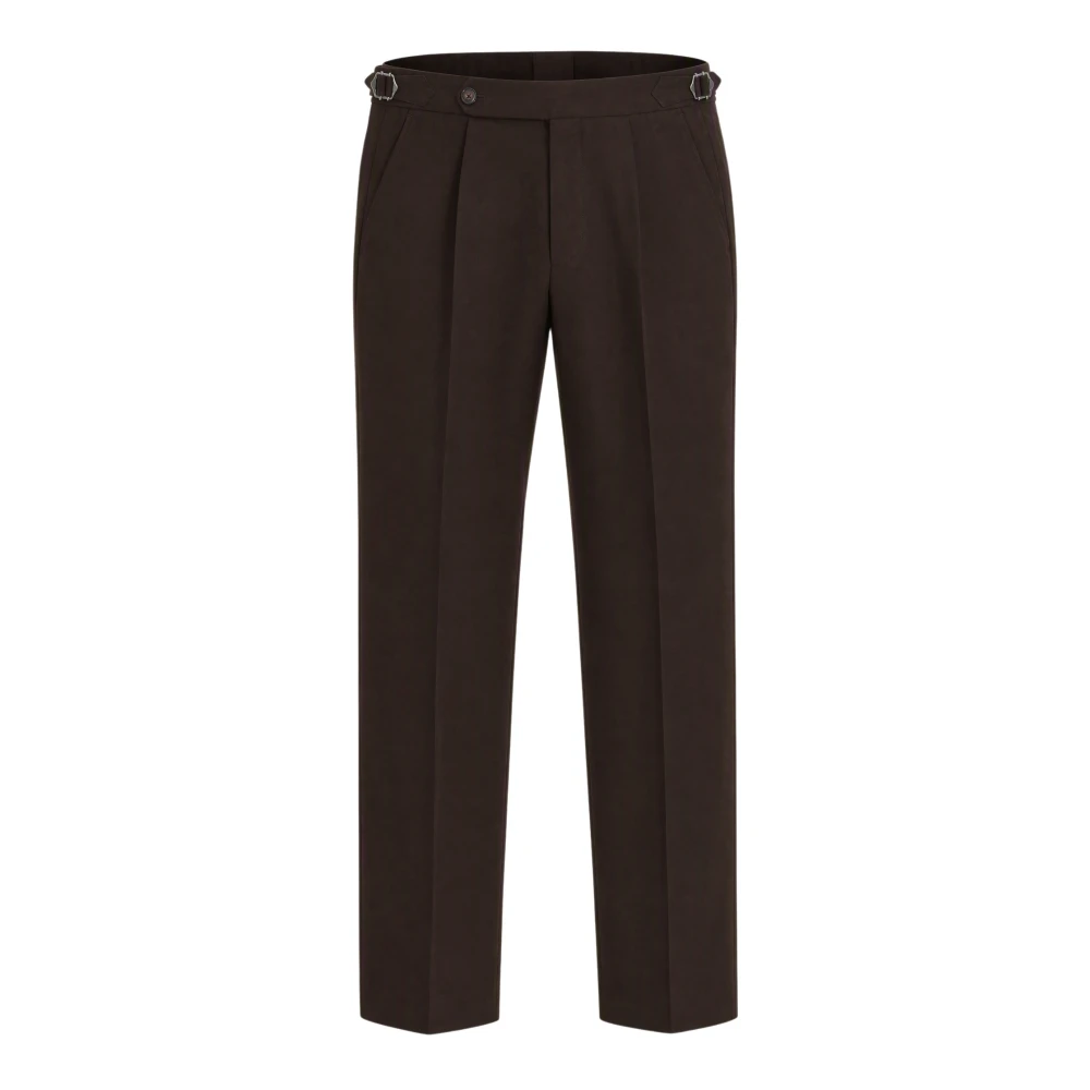 Boss Uomo Marrone Scuro Pantaloni A Motivi Con Fit Affusolato In Cotone Italiano - Immagine 3