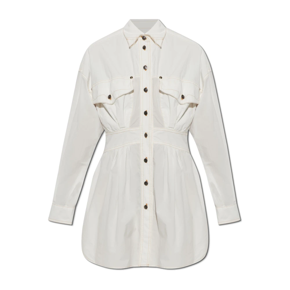 Versace Dress With Contrasting Stitching - Female - Shirt Dresses - White - Xs - Dresses