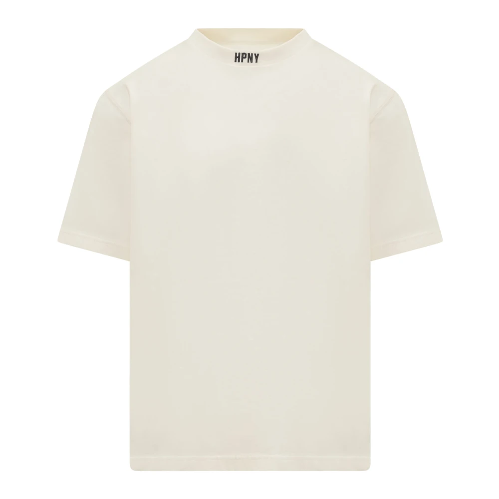 Heron Preston Beige Logo T-shirt Crew Neck Ribbed Collar White Heren