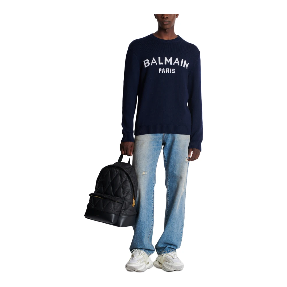 Balmain Wol Parijs trui Blue Heren