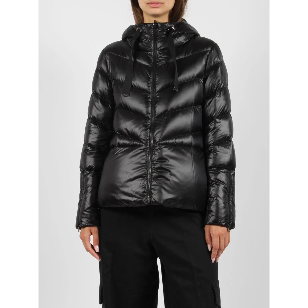 Herno Nylon Chevron-Quilted Donzen Jas Black Dames