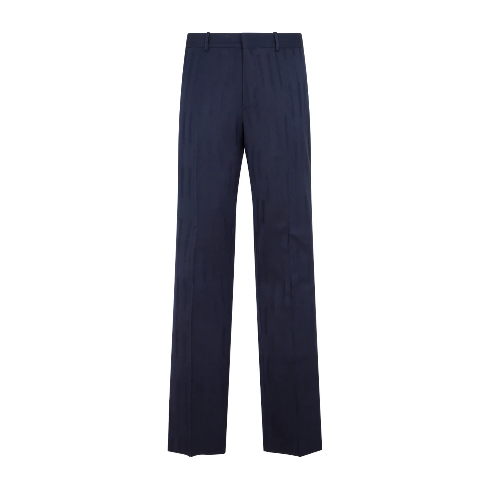 Off White Blauwe Wol Slim Pant Aw23 Blue Heren
