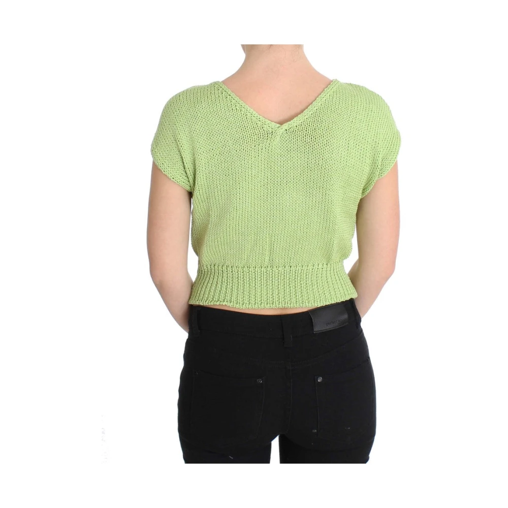 Pink Memories Groene Mouwloze Gebreide Vest Trui Green Dames