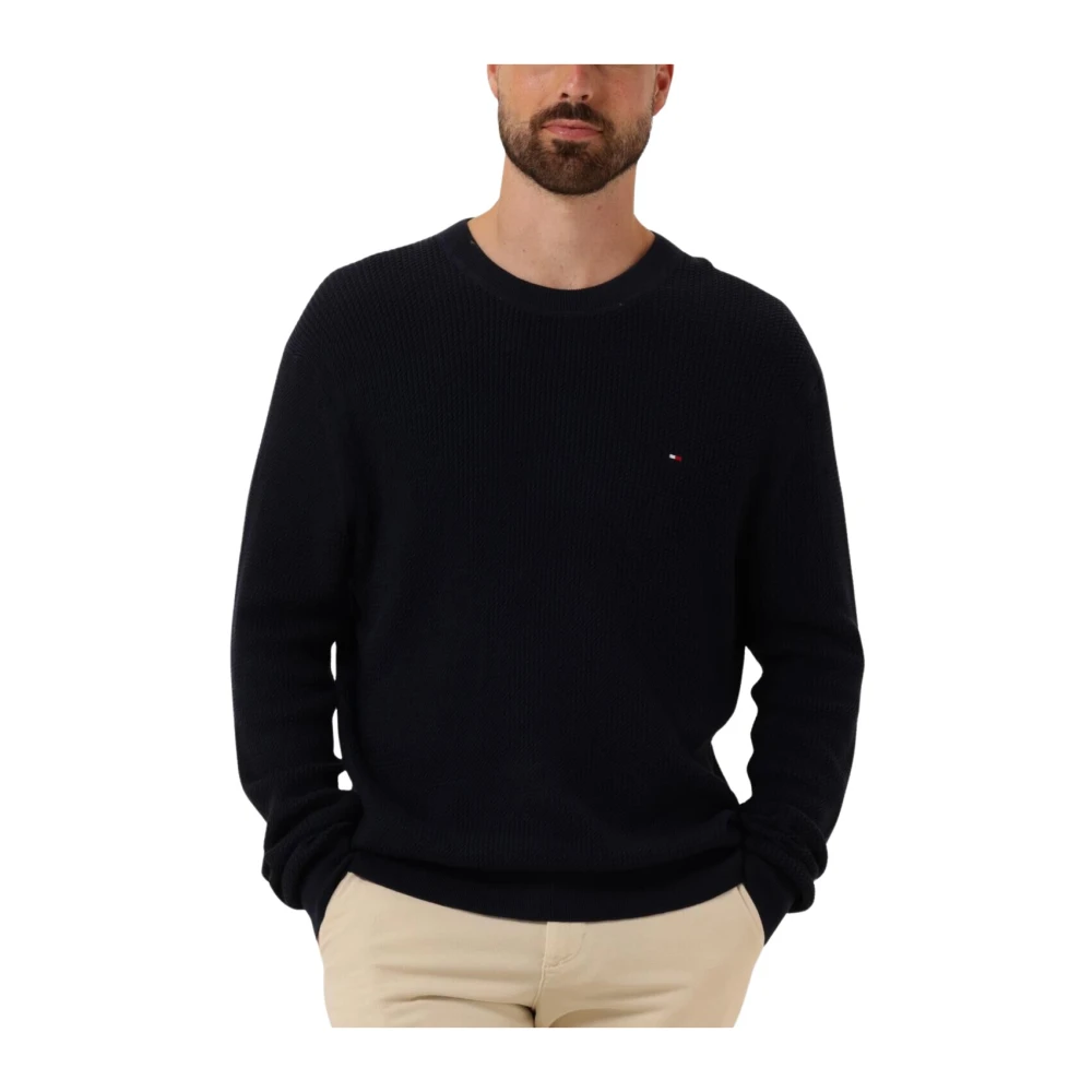 Tommy Hilfiger Heren Crew Neck Structuur Trui Blue Heren
