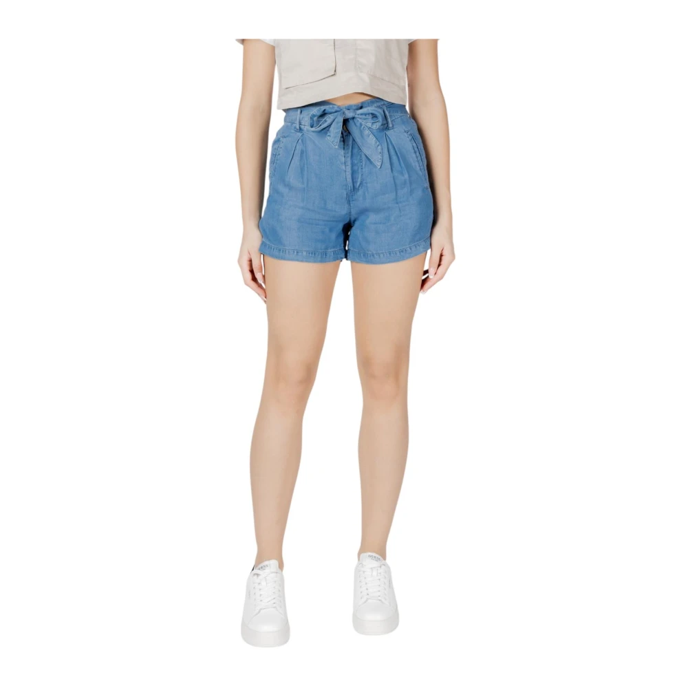 Only Women's Blue Pleated Denim Shorts For