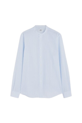 chemise-bleue-a-rayures-col-mandarin