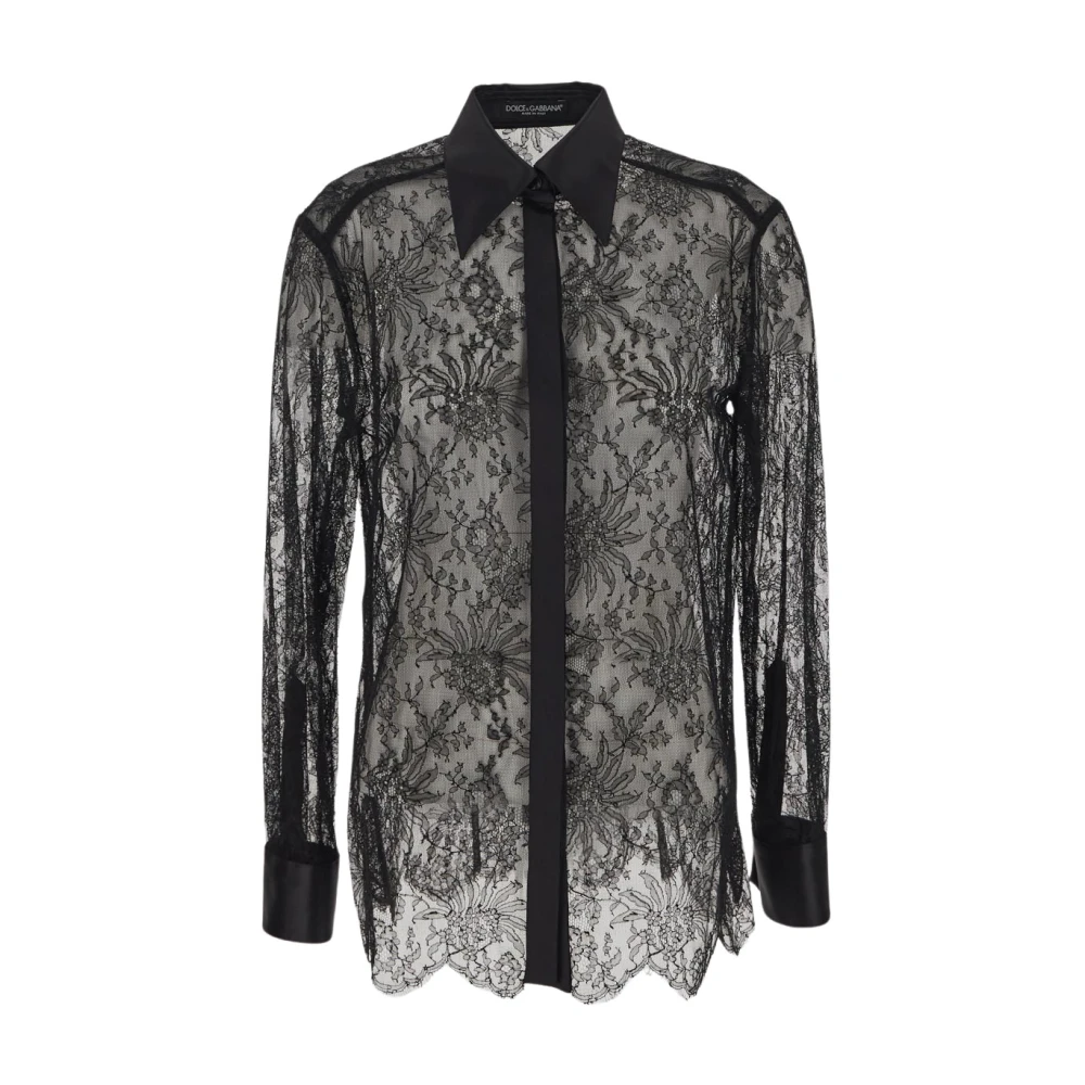 Dolce & Gabbana Women's Black Shirts,, Lace Shirt Medium
