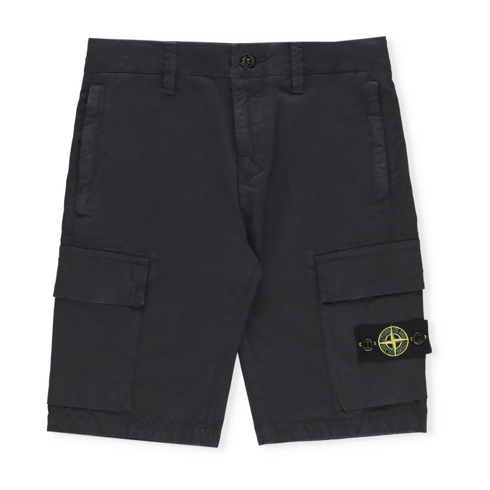 Stone Island Blå Bomulls Bermuda Shorts för Pojkar Blue, Pojke