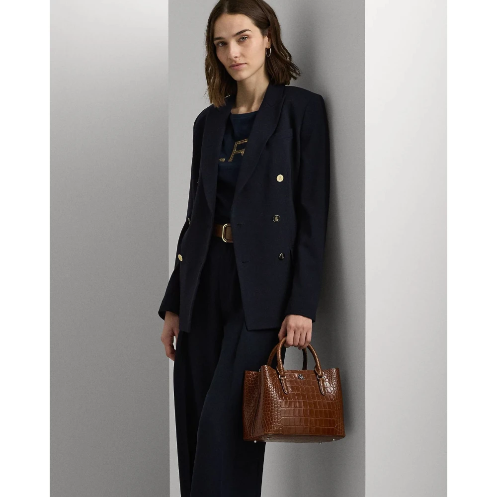 Ralph Lauren Kleine geperste leren Marcy handtas Brown Dames