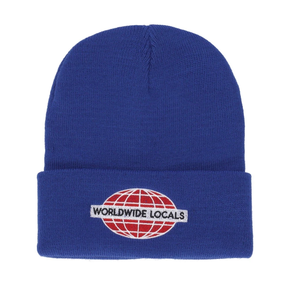Usual Royal Blue Beanie Hat met Borduursel Blue Heren
