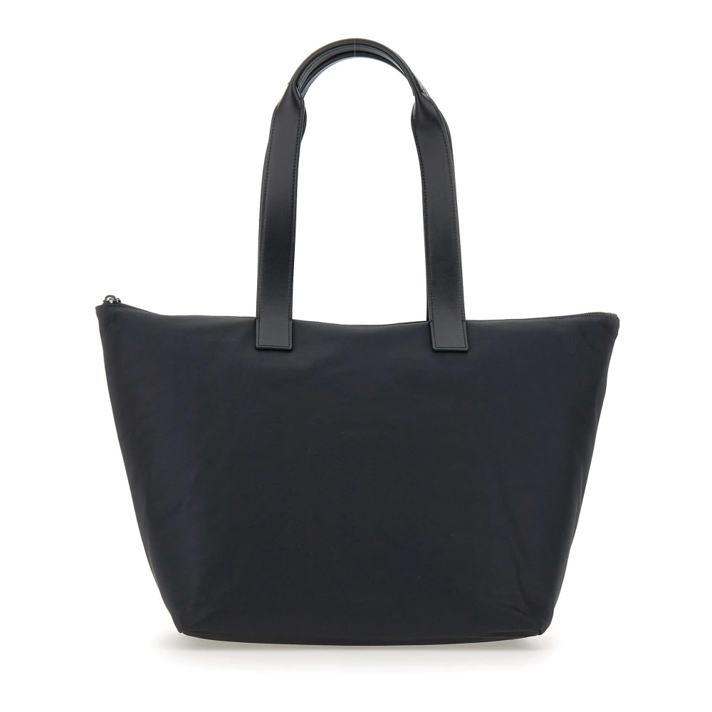 Emporio Armani Zwarte Nylon Shopper Handtas met Leren Inzetstukken Black Heren