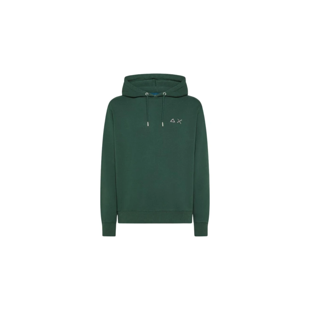 Sun68 Katoenen hoodie met trekkoord en logo Green Heren