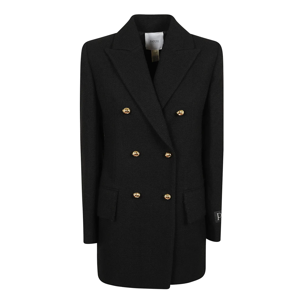 Patou Zwarte Wollen Blend Jas voor Vrouwen Black Dames