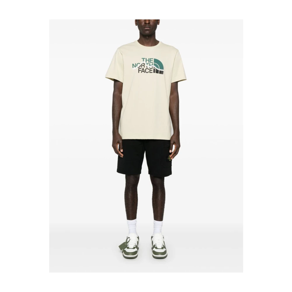 The North Face Logo Print Crew Neck T-shirt Grijs Beige Heren
