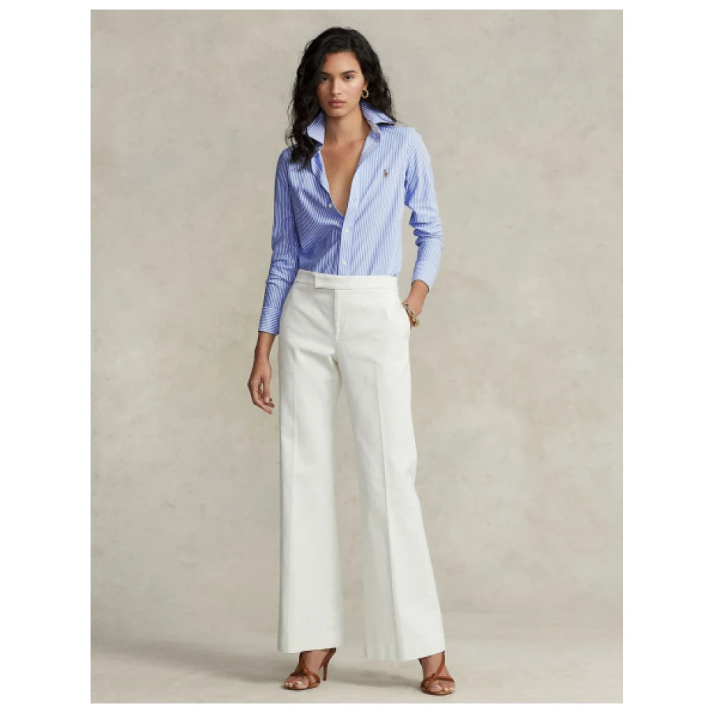Polo Ralph Lauren Gestreepte Oxford Gebreide Heidi Shirt Blue Dames