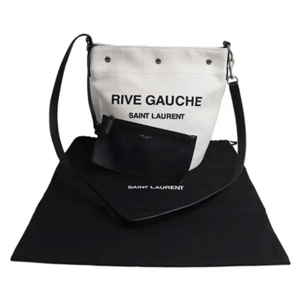 Saint Laurent Vintage Pre-owned Canvas shoulder-bags White Dames