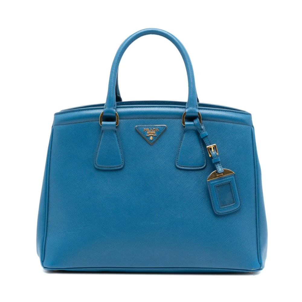 Prada Vintage Women's Blue Vintage Handbags, One Size, Pre-Owned Structured Leather Satchel