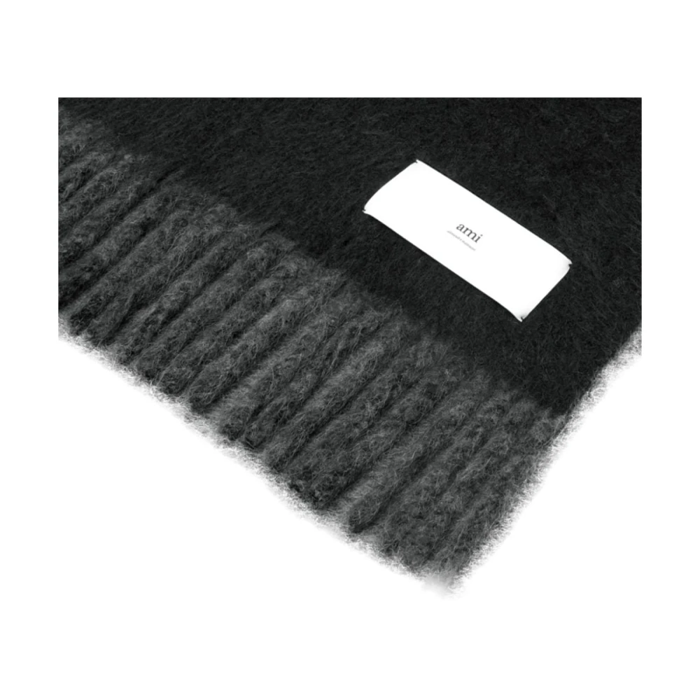 Ami Paris Zwart Gebreide Accessoires met Franje Details Black Unisex