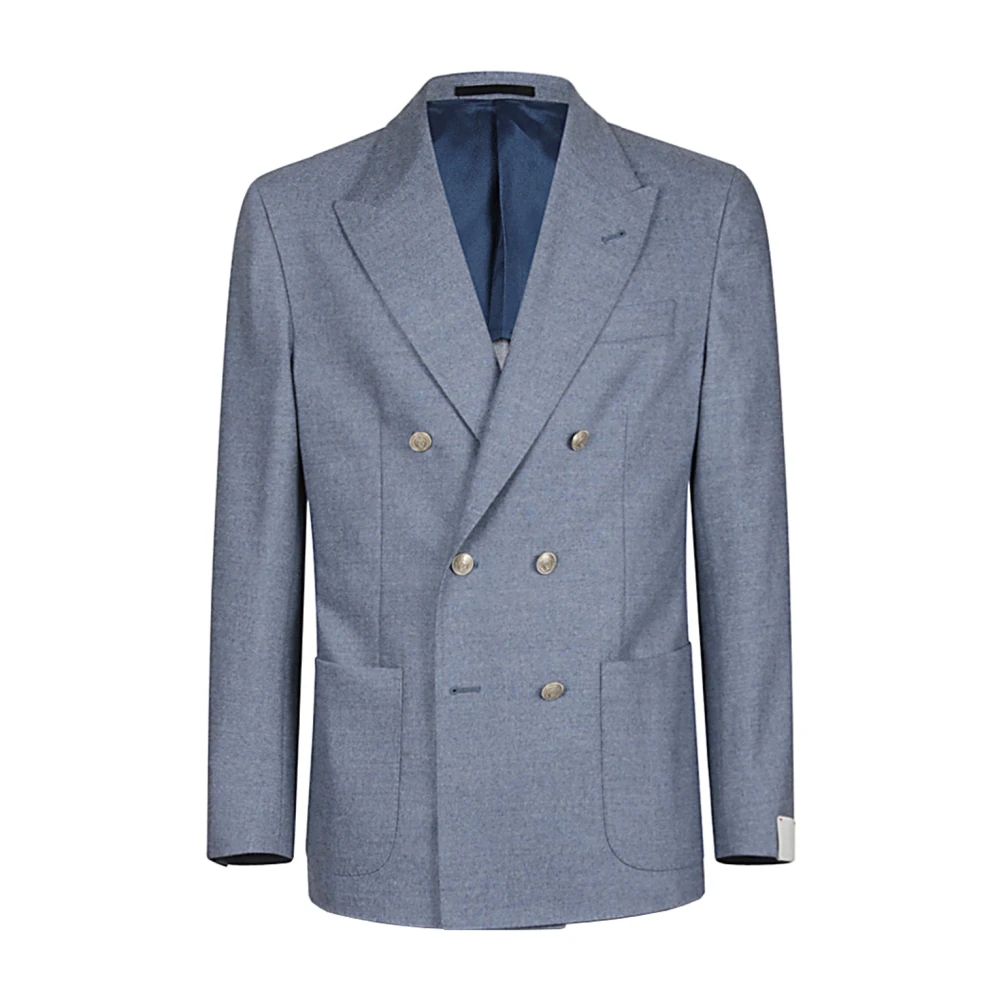 Eleventy Dubbelbreasted wol kasjmier jas Blue Heren