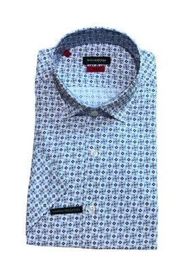 Geometriskt Tryck Slim Fit Kortärmad Skjorta