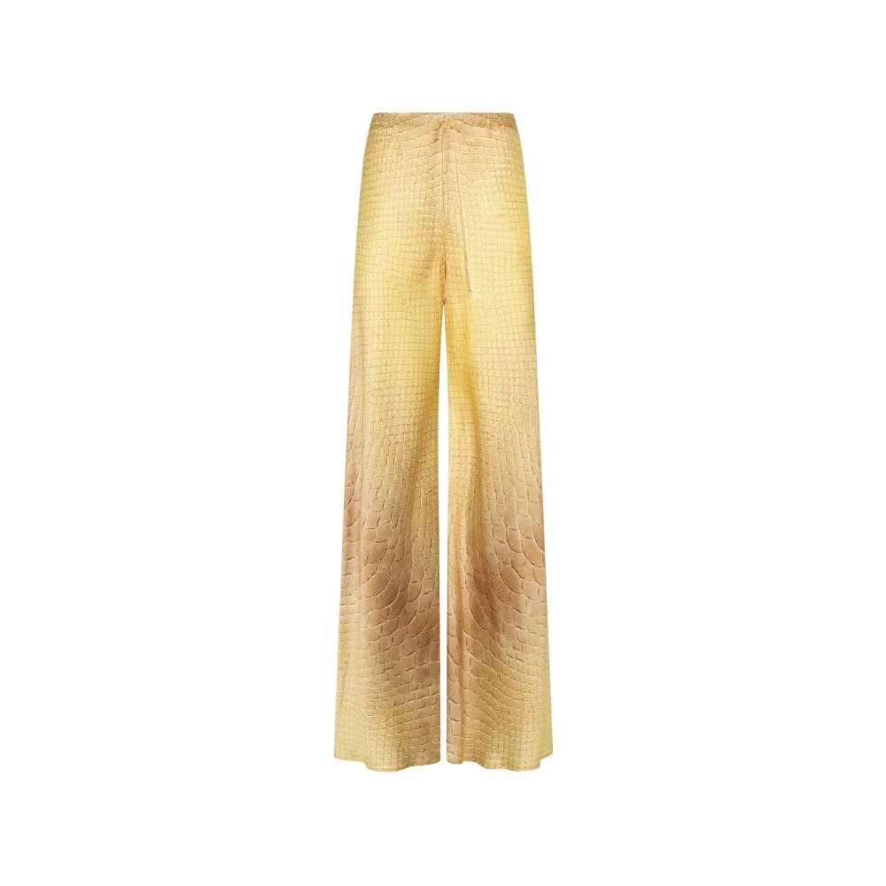 Roberto Cavalli Yellow Wide Trousers, Female, M, Wide-Leg Silk Trousers