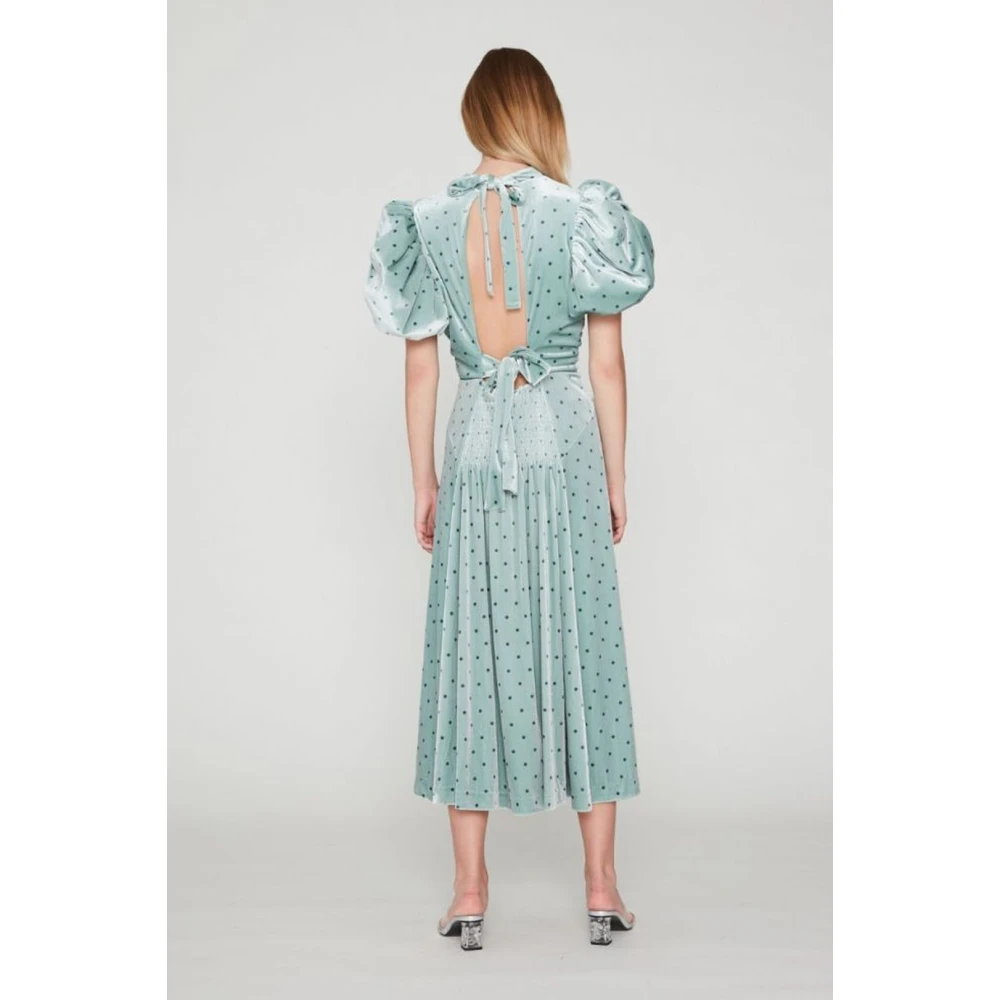 Rotate Birger Christensen Polka Dot Midi Jurk Blue Dames
