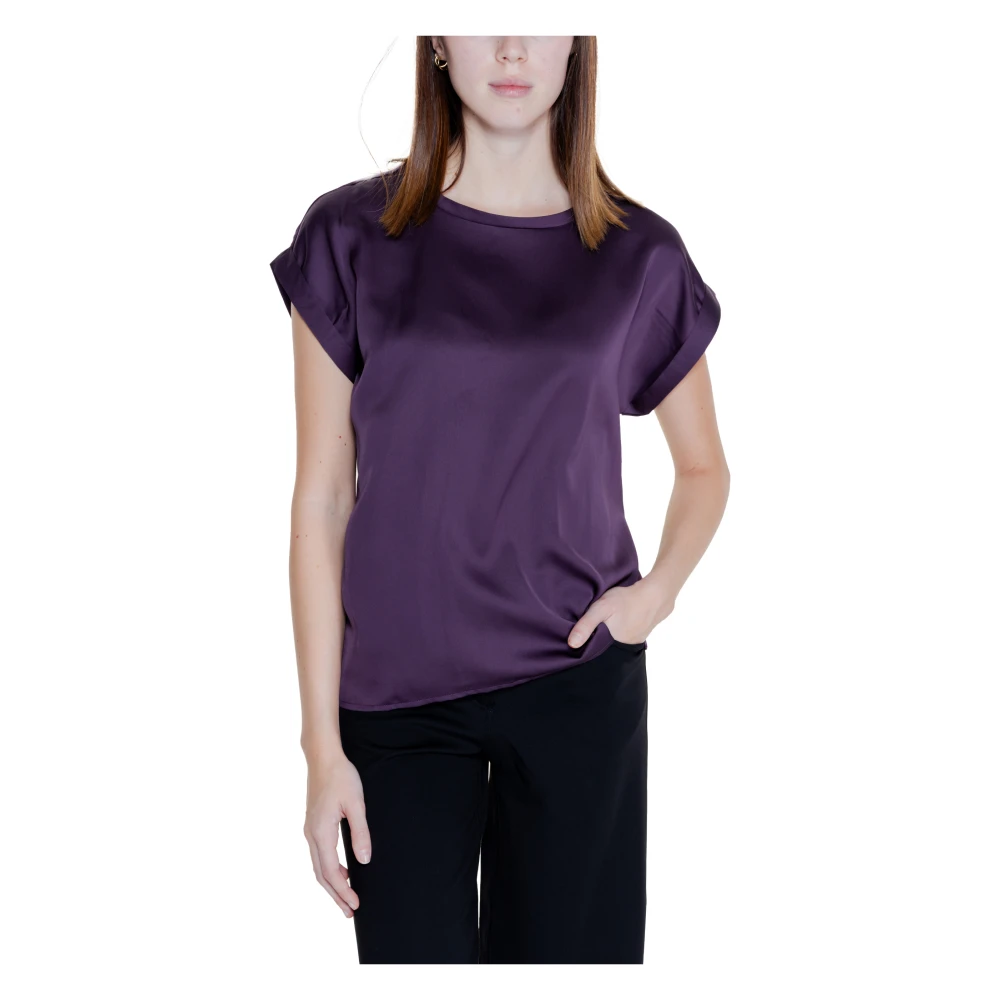 Vila Satin Top Dames T-Shirt Lente Zomer Purple Dames