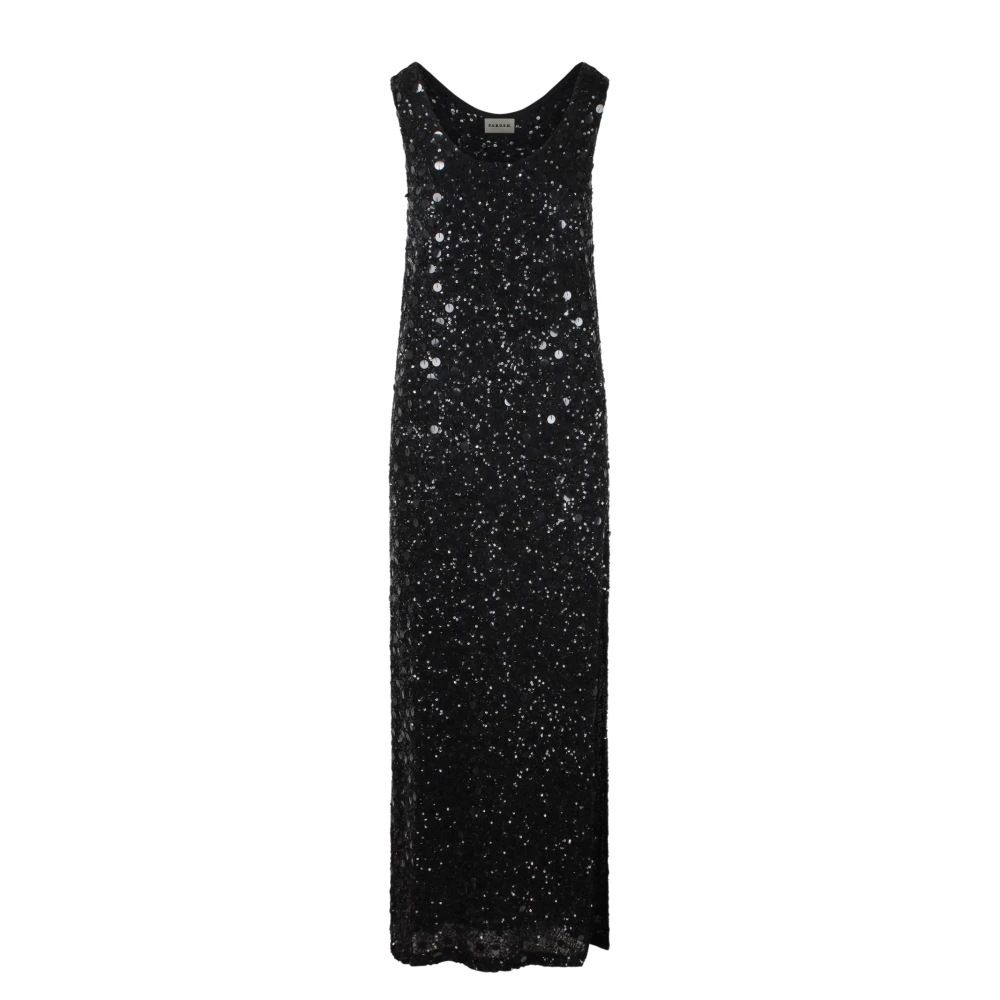 P.a.r.o.s.h. Pailletten Geborduurde Lange Jurk Black Dames