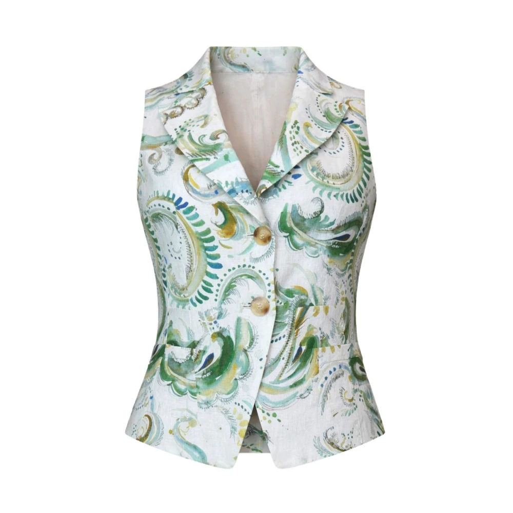 Marella Women's Multicolor Waistcoats, L, Paisley Print Gilet