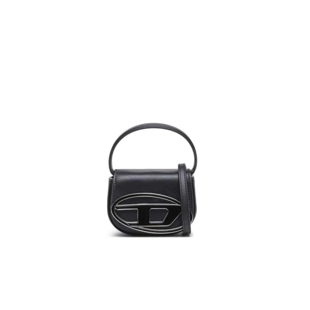 Diesel Mini Leren Schoudertas met Maxi Logo Black Dames