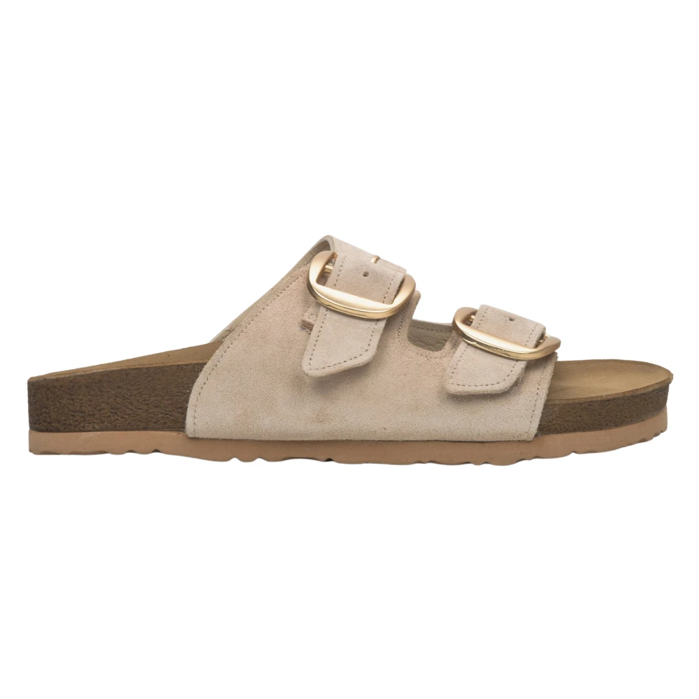 Estro Beige Velour Slide Sandals - Female - Sliders - 4 Uk - Shoes