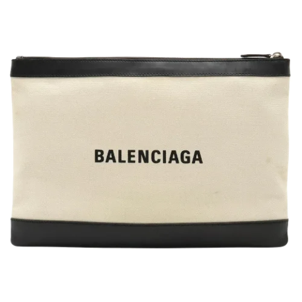 Balenciaga Vintage Pre-owned Canvas clutches Beige Heren