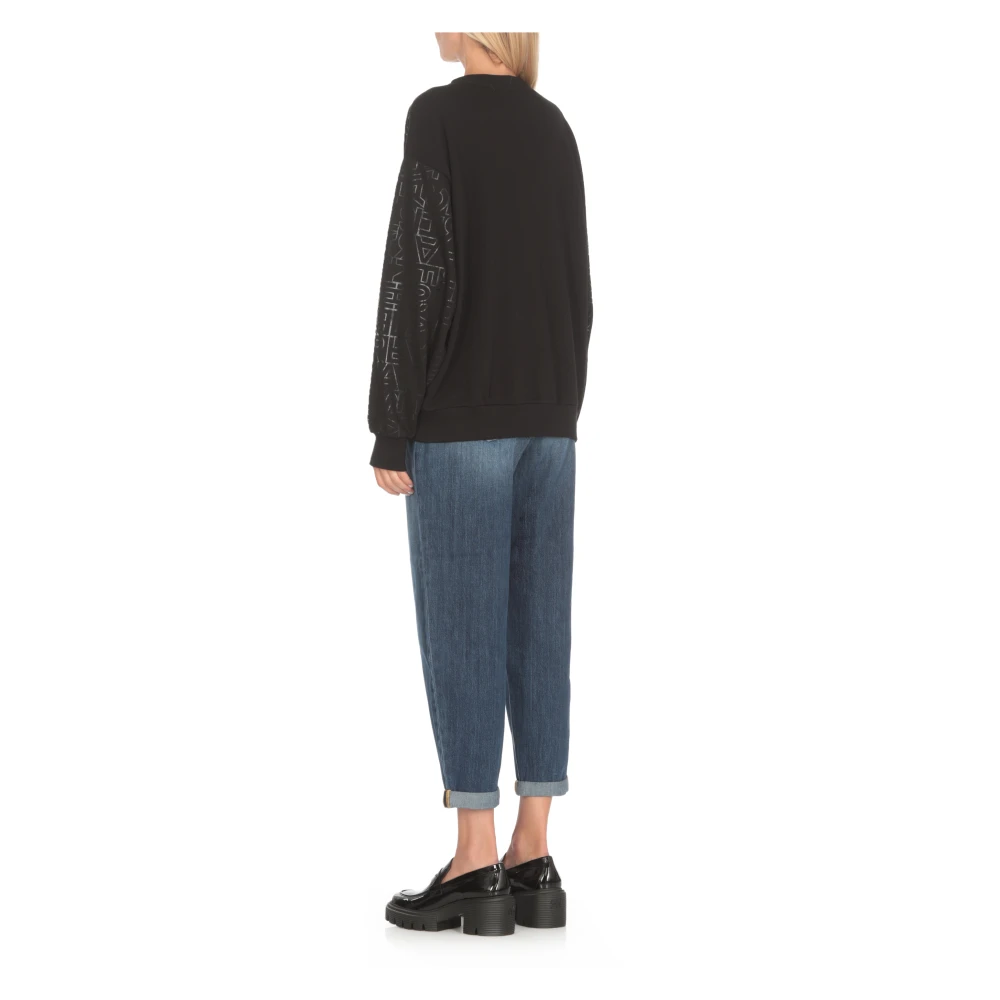 Elisabetta Franchi Zwarte Katoenen Sweatshirt met Ronde Hals Black Dames
