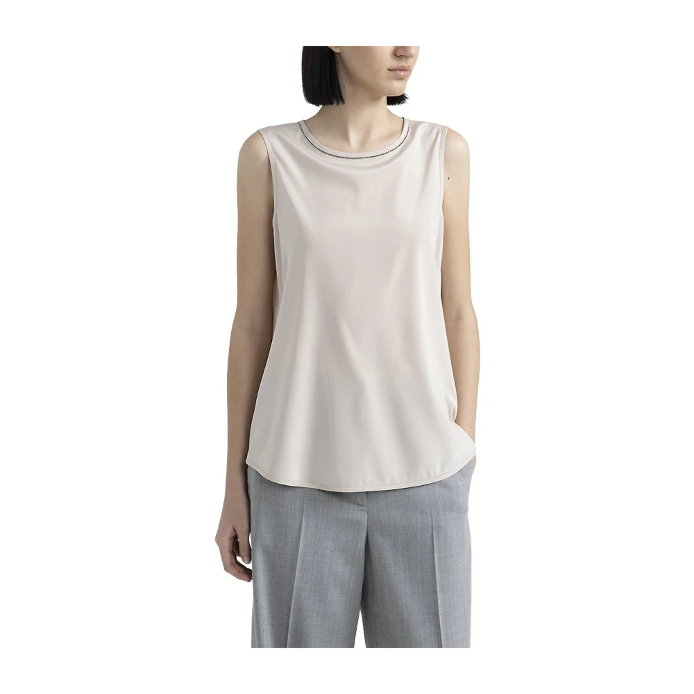 PESERICO Stretch zijden crêpe de chine top Beige Dames