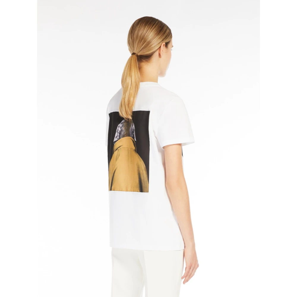 Max Mara Beige T-shirt met Kunstenaarsprint Beige Dames