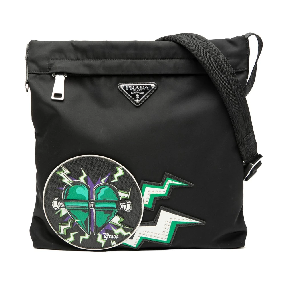 Prada Vintage Women's Black Vintage Cross Body Bags, One Size, Pre-Owned Convertible Shoulder Bag