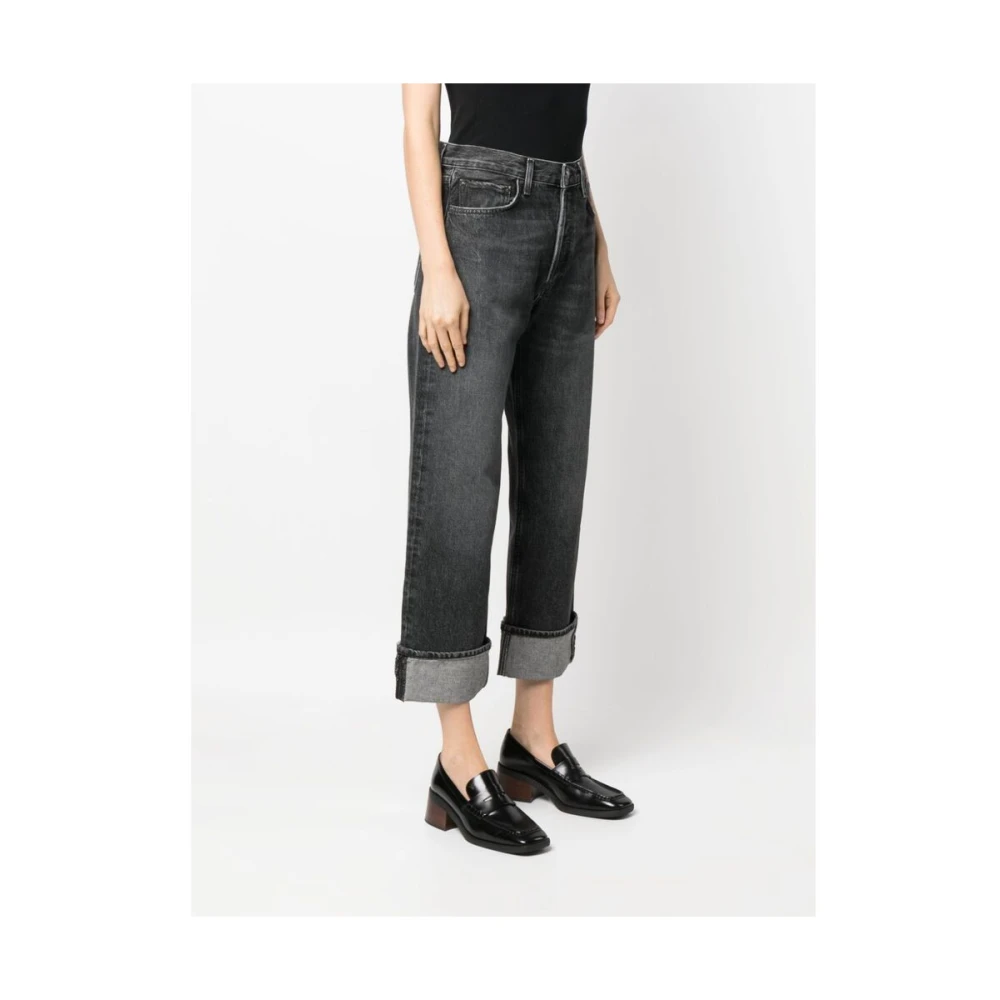 Agolde Zwarte hoge taille cropped jeans Black Dames
