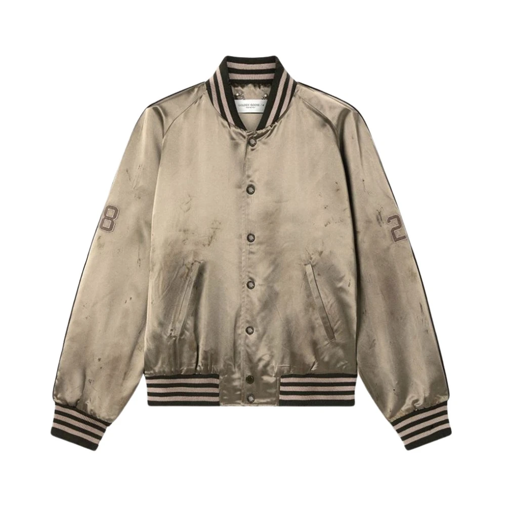 Golden Goose Men's Beige Bomber Jackets, L, Bomber Jacket