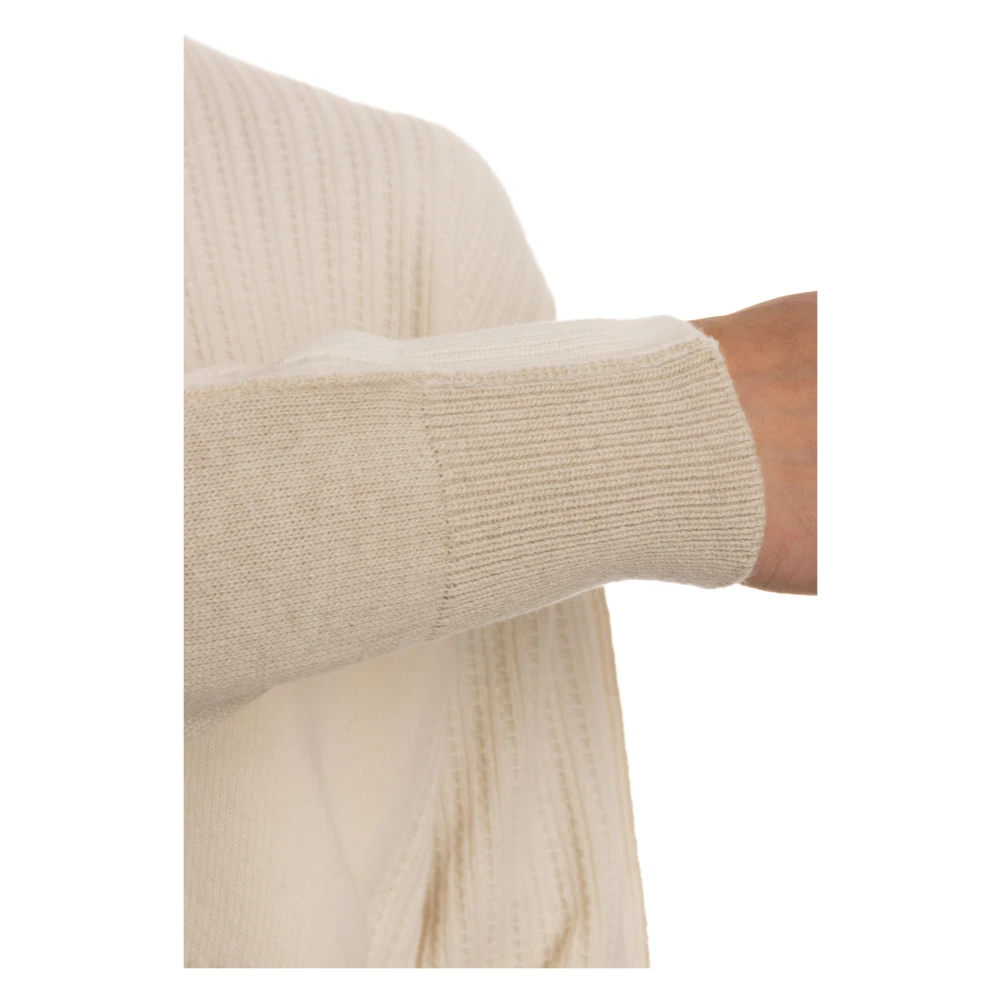 Roberto Collina Gebreide trui Ivoor Front Stitching Beige Heren