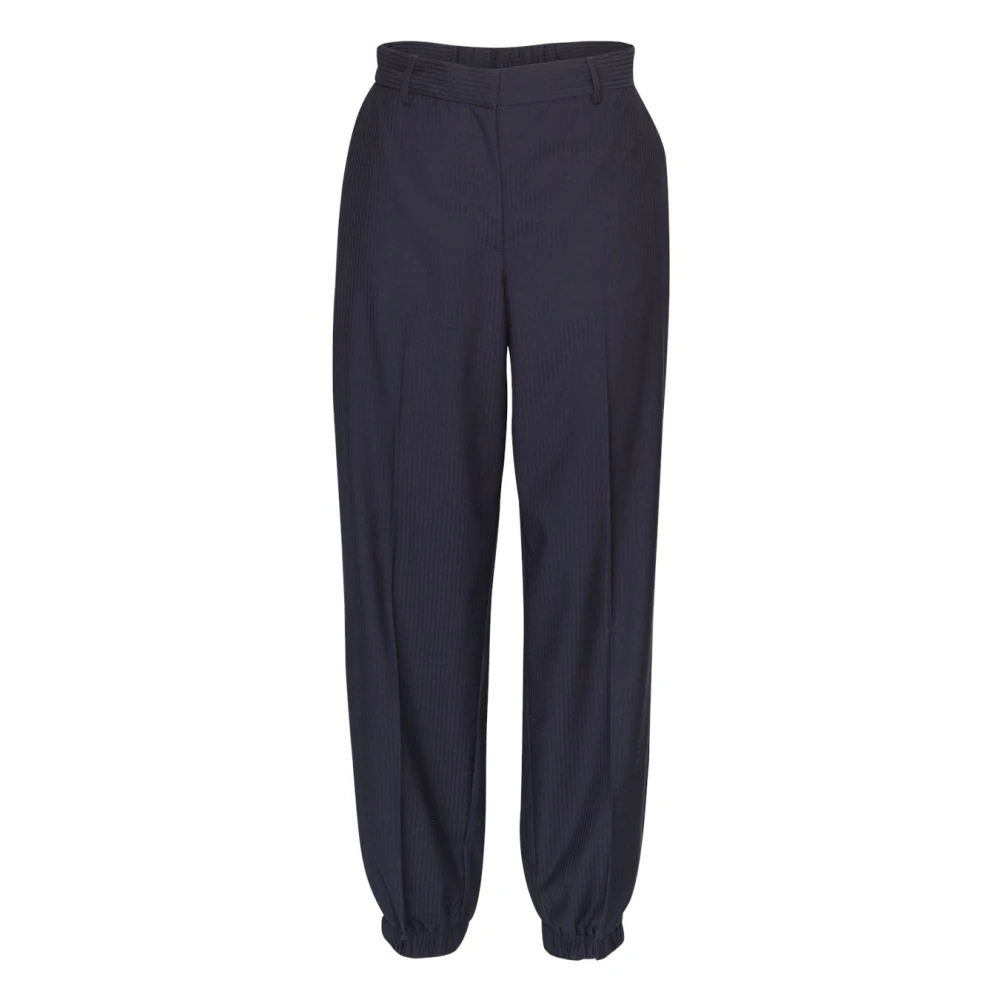 Moss copenhagen Donkerblauwe Krijtstreep Broek Maelynn Blue Dames