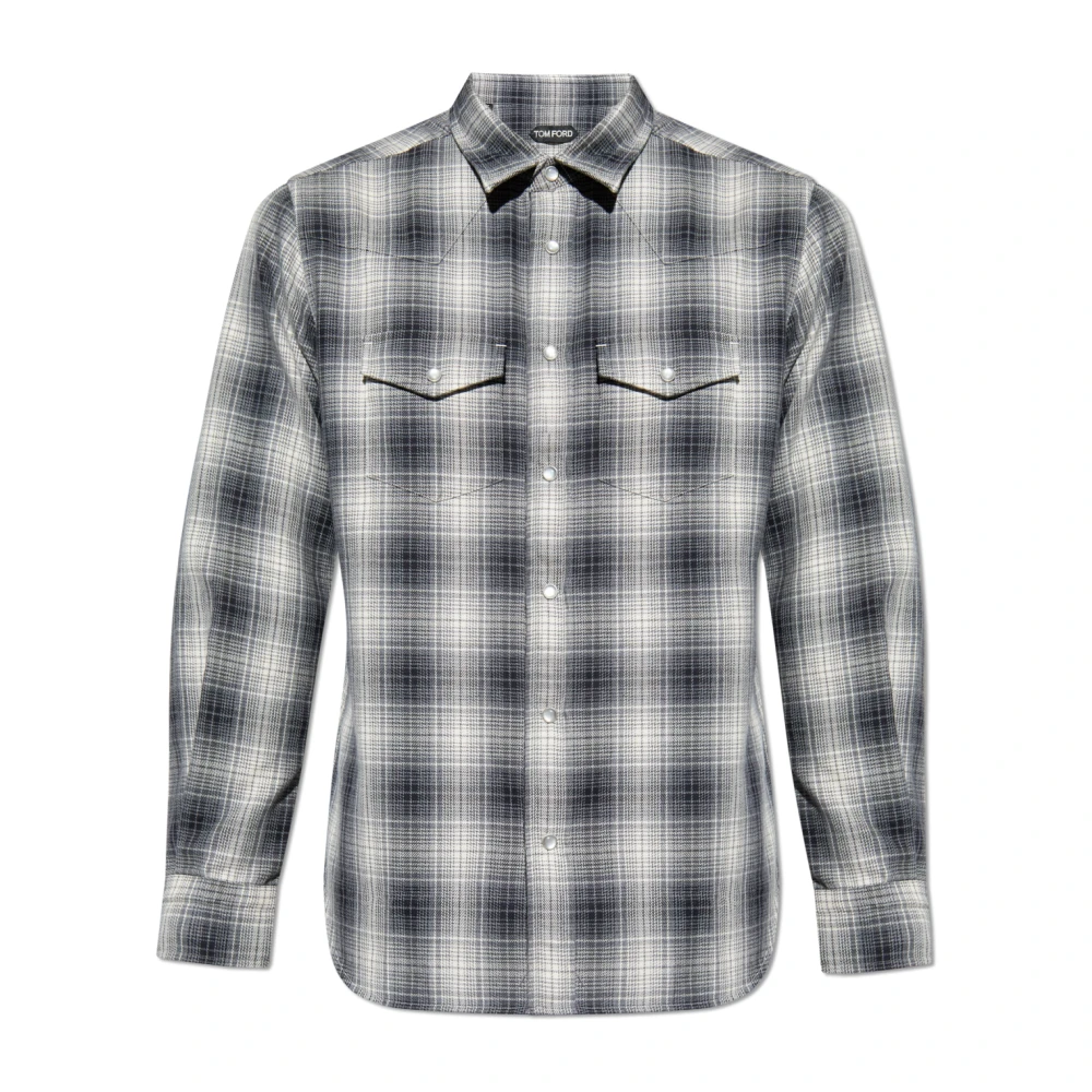 Tom Ford Geruite overhemd Gray Heren