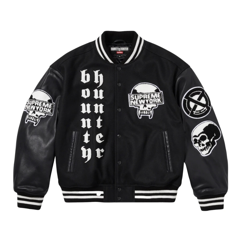 Supreme Begränsad upplaga Bounty Hunter Varsity Jacket Black, Herr