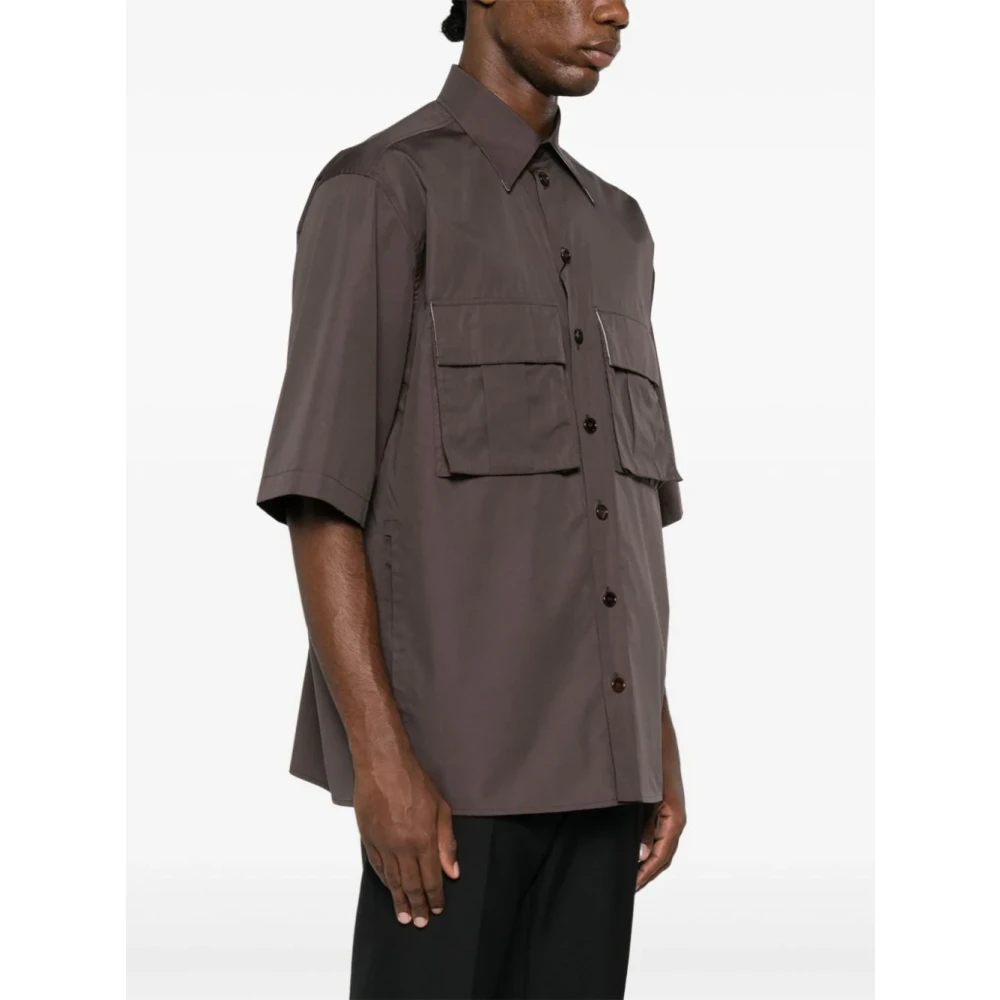Dolce & Gabbana Hawaii Shirt Bruin Katoen Poplin Brown Heren