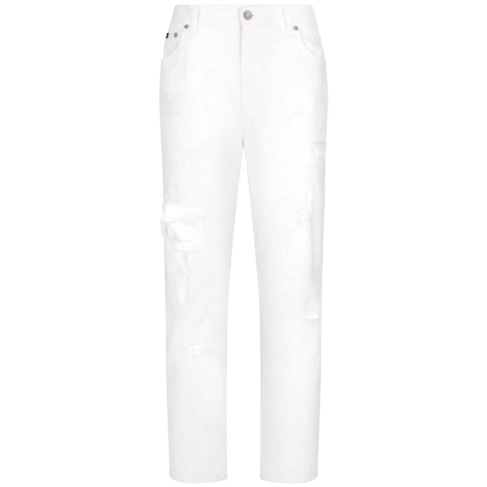 Dolce & Gabbana Versleten straight-leg jeans White Dames
