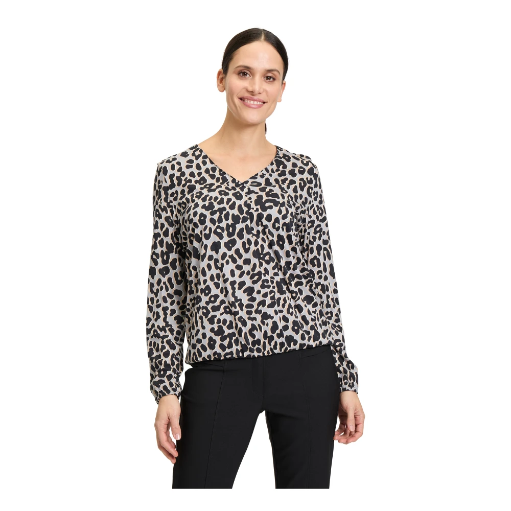 Betty Barclay Casual shirt met dierenprint en V-hals Gray Dames