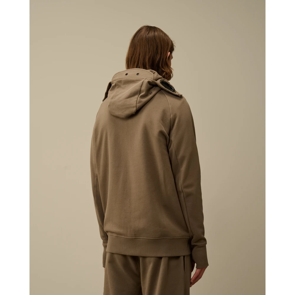 C.P. Company Diagonal Raised Fleece Explorer Goggle Hoodie Green Heren