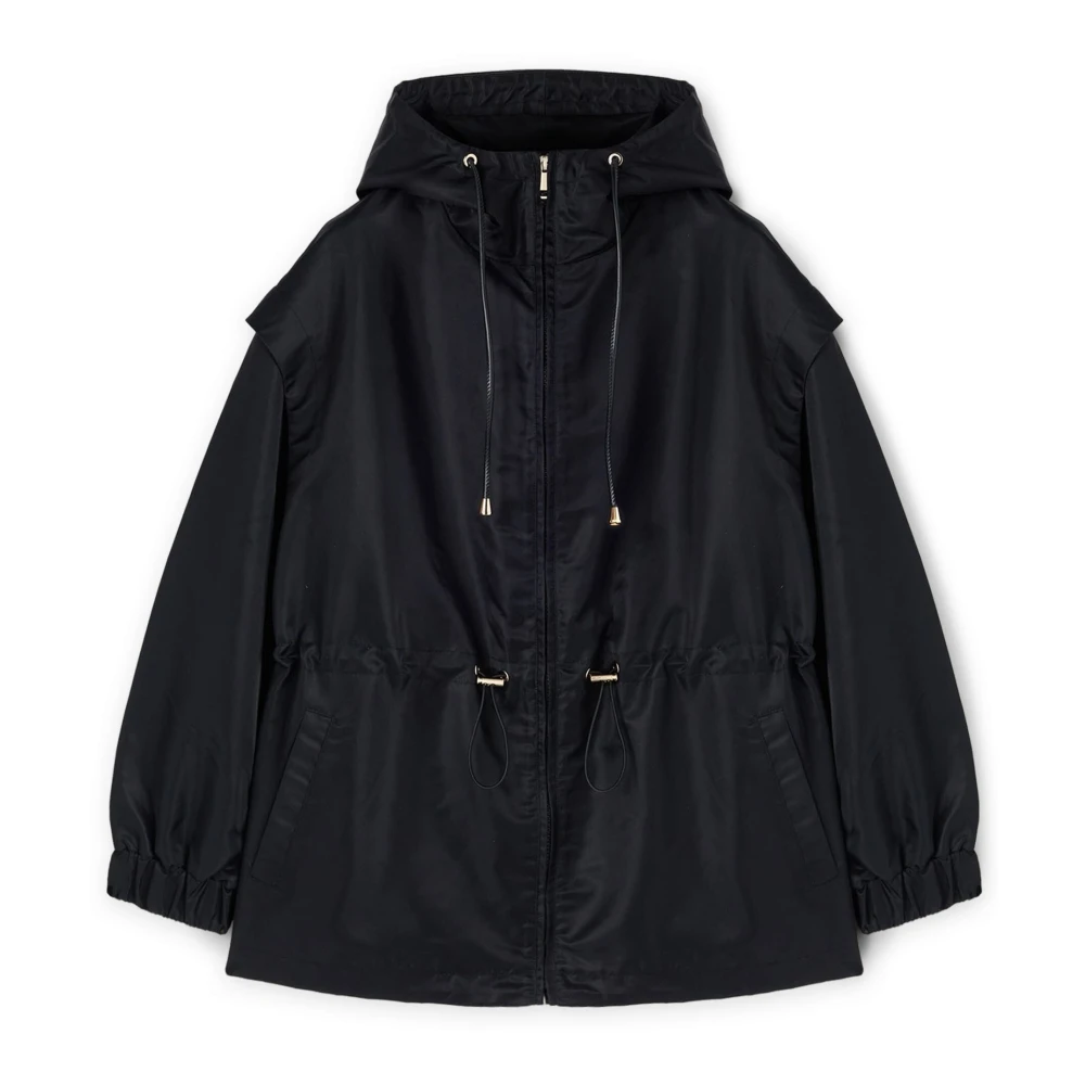 Motivi Nylon parka met trekkoord Black Dames