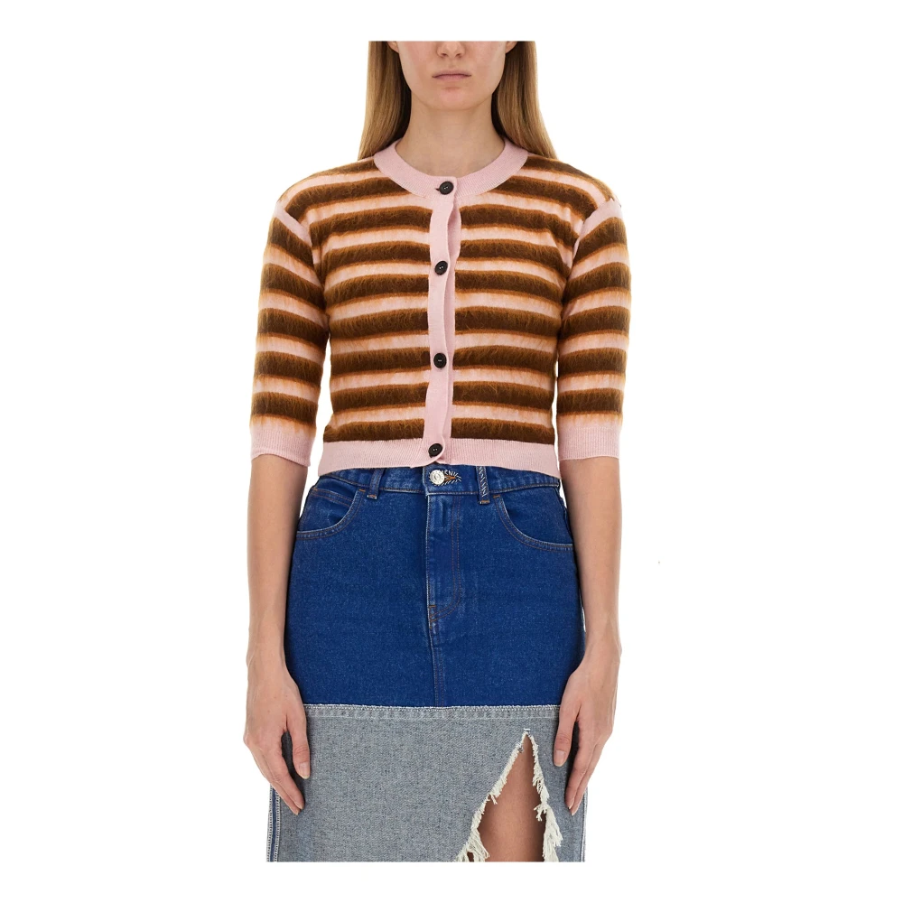 Marni Multicolor Wool Cardigan With Stripe Pattern - Female - Cardigans - S - Knitwear