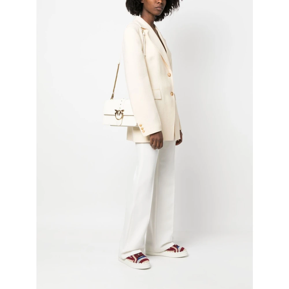 pinko Witte leren schoudertas met goudkleurige hardware White Dames