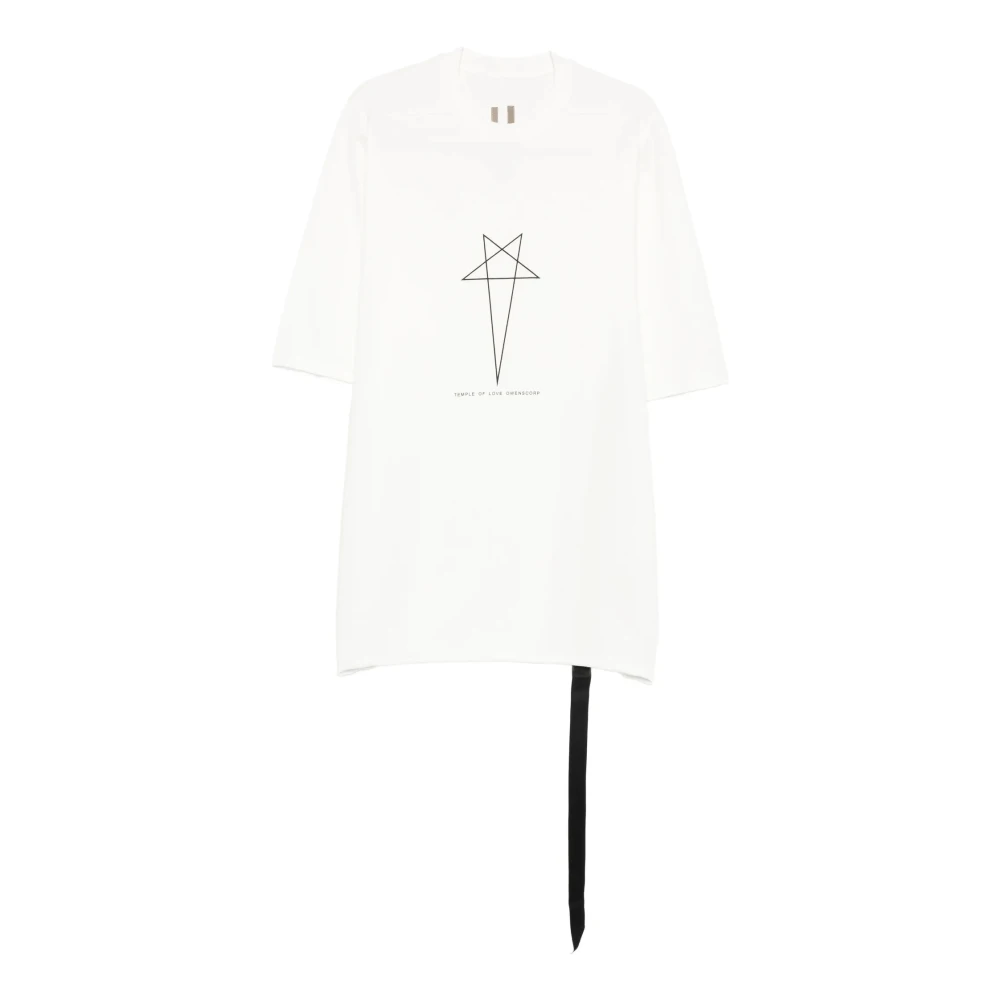 Rick Owens White T-Shirts, Male, M, Graphic-Print Crew Neck T-Shirt